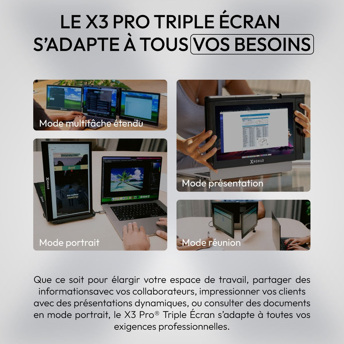 X3 Pro® Tragbarer Doppelbildschirm 13,3" – Komfort & Produktivität