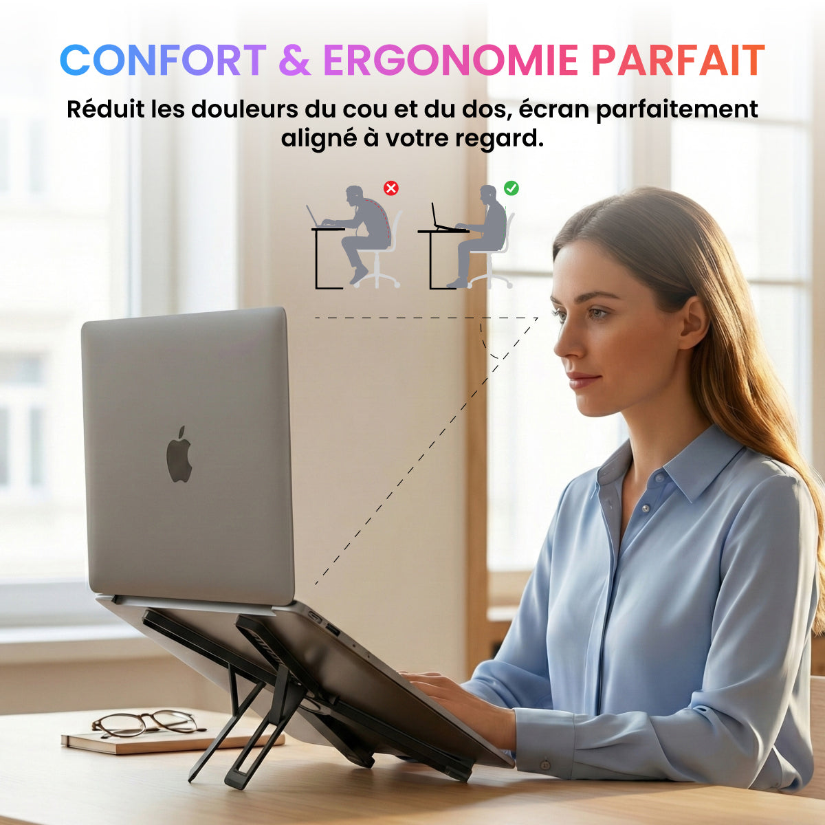 Airstand® Support ordinateur portable aluminium pliable - MacBook & PC de  10 à 16" - 7 positions - Confort optimal