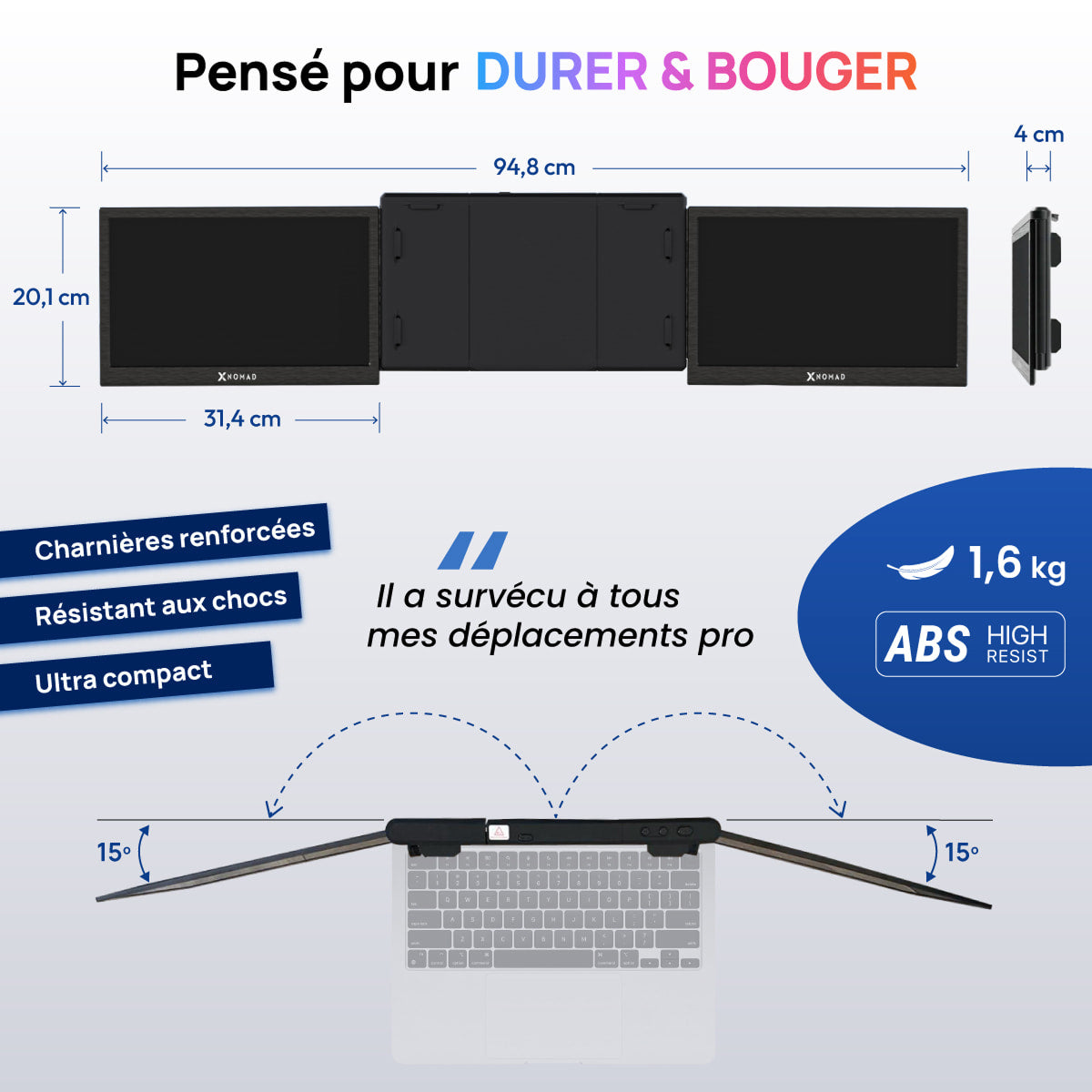 X3 Pro® Tragbarer Doppelbildschirm 13,3" – Komfort & Produktivität