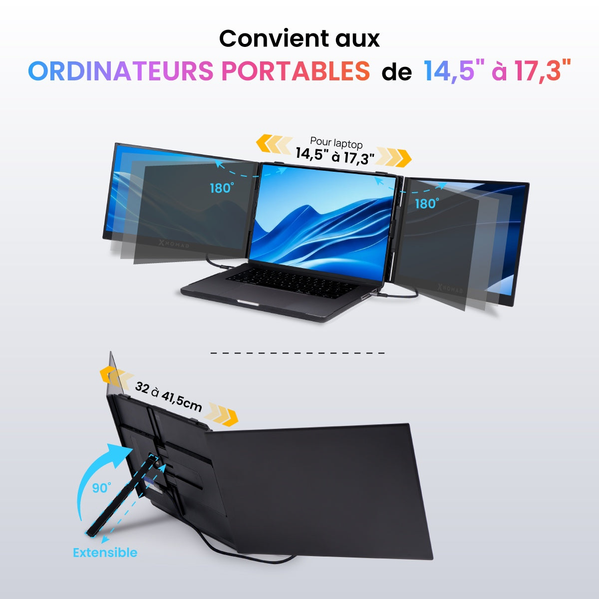 X3 Pro® Tragbarer Doppelbildschirm 13,3" – Komfort & Produktivität