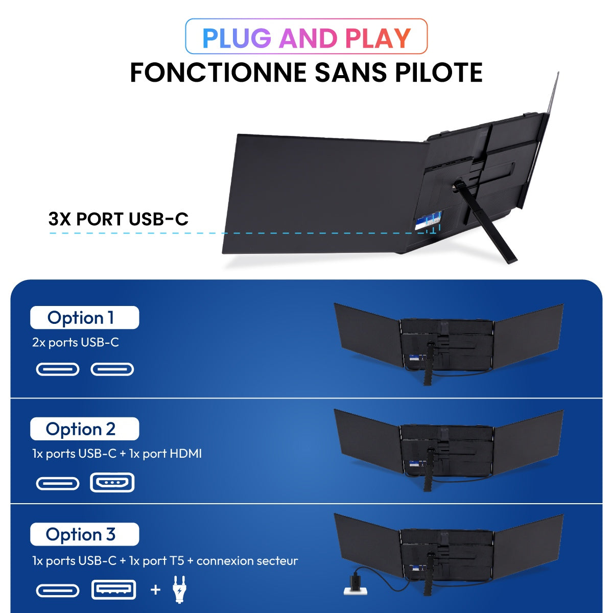 X3 Pro® Tragbarer Doppelbildschirm 13,3" – Komfort & Produktivität
