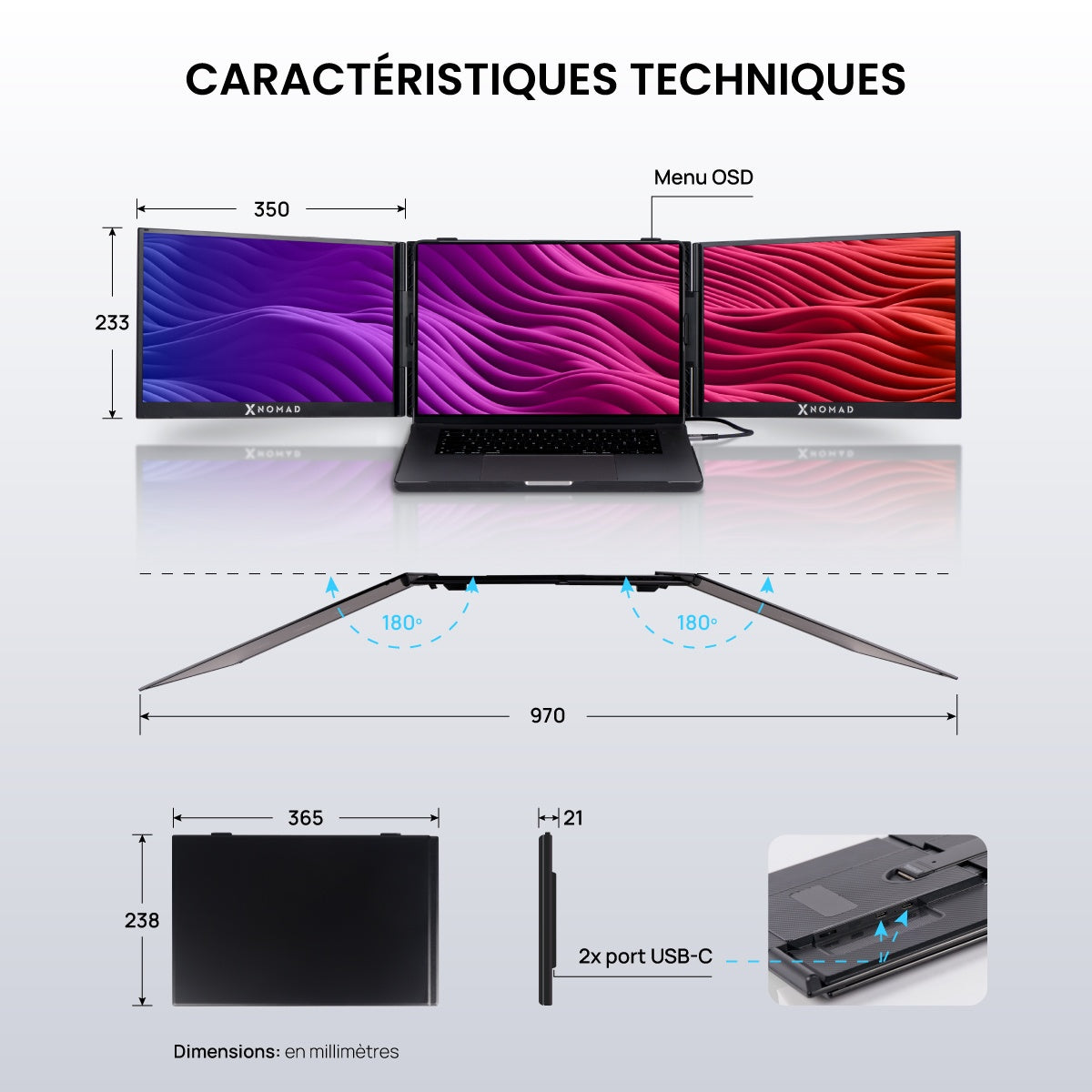X3 Pro® Tragbarer Doppelbildschirm 13,3" – Komfort & Produktivität